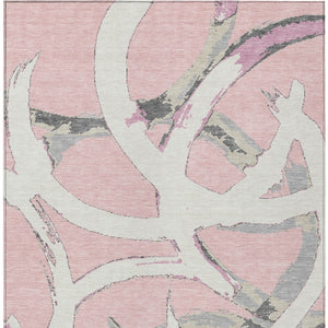 Homeroots 3' Beige Ivory And Gray Abstract Washable Area Rug For Indoor And Outdoor Spaces, Durable Design 3' X 5' Polyester 599148