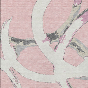 Homeroots 3' Beige Ivory And Gray Abstract Washable Area Rug For Indoor And Outdoor Spaces, Durable Design 3' X 5' Polyester 599148