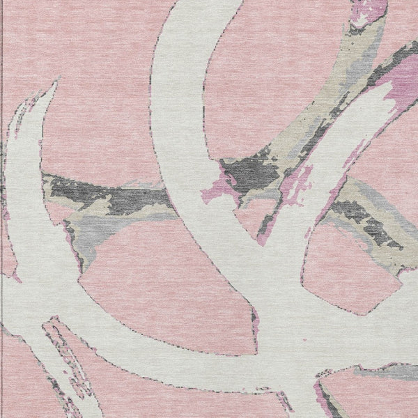 Homeroots 3' Beige Ivory And Gray Abstract Washable Area Rug For Indoor And Outdoor Spaces, Durable Design 3' X 5' Polyester 599148