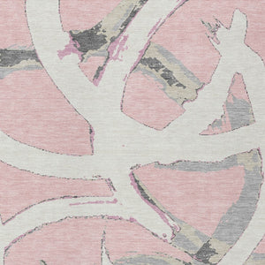 Homeroots 3' Beige Ivory And Gray Abstract Washable Area Rug For Indoor And Outdoor Spaces, Durable Design 5' X 8' Polyester 599149