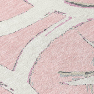 Homeroots 3' Beige Ivory And Gray Abstract Washable Area Rug For Indoor And Outdoor Spaces, Durable Design 8' Round Polyester 599150