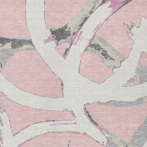 Homeroots 3' Beige Ivory And Gray Abstract Washable Area Rug For Indoor And Outdoor Spaces, Durable Design 8' X 10' Polyester 599151