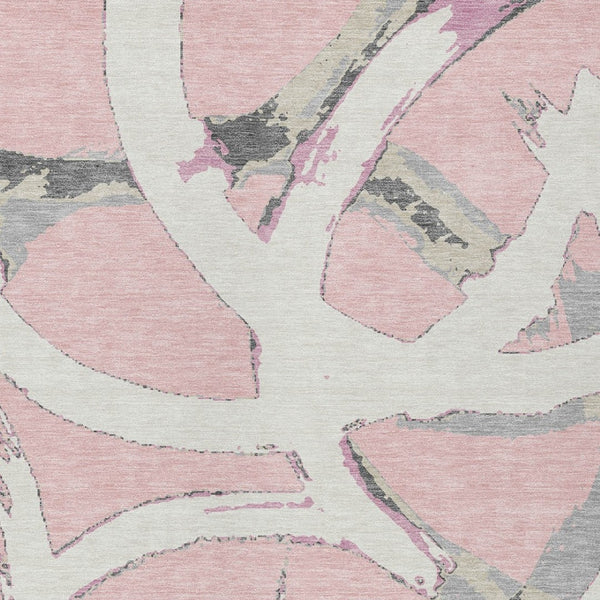 Homeroots 3' Beige Ivory And Gray Abstract Washable Area Rug For Indoor And Outdoor Spaces, Durable Design 8' X 10' Polyester 599151