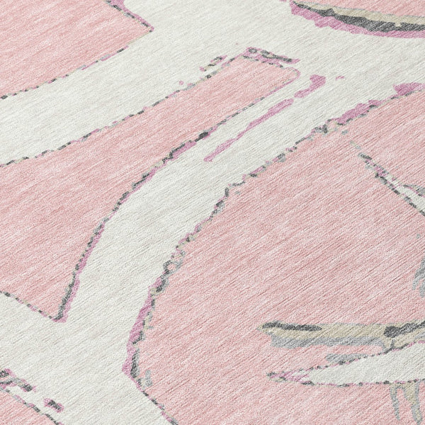 Homeroots 3' Beige Ivory And Gray Abstract Washable Area Rug For Indoor And Outdoor Spaces, Durable Design 8' X 10' Polyester 599151