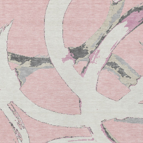 Homeroots 3' Beige Ivory And Gray Abstract Washable Area Rug For Indoor And Outdoor Spaces, Durable Design 9' X 12' Polyester 599152