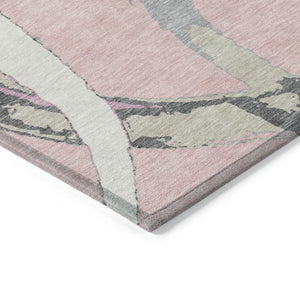 Homeroots 3' Beige Ivory And Gray Abstract Washable Area Rug For Indoor And Outdoor Spaces, Durable Design 9' X 12' Polyester 599152