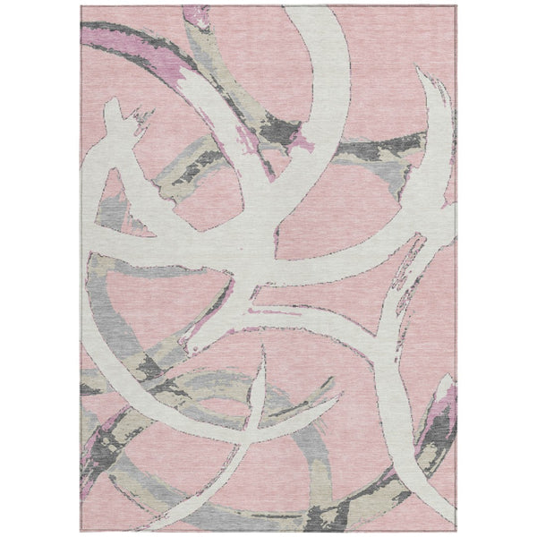 Homeroots 3' Beige Ivory And Gray Abstract Washable Area Rug For Indoor And Outdoor Spaces, Durable Design 10' X 14' Polyester 599153