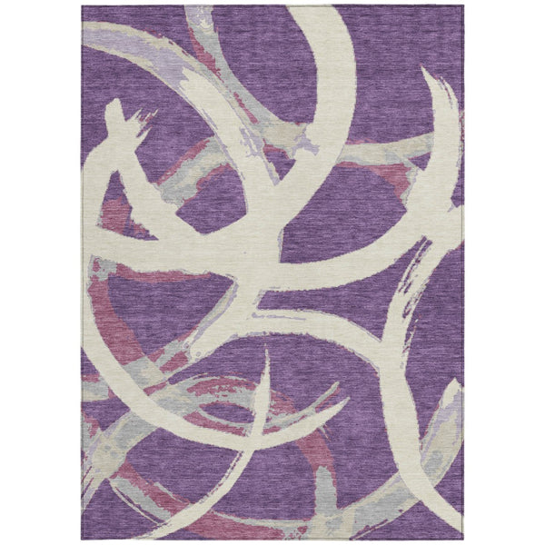 Homeroots 3' Beige Ivory And Gray Abstract Washable Area Rug For Indoor And Outdoor Spaces, Durable Design 3' X 5' Polyester 599154