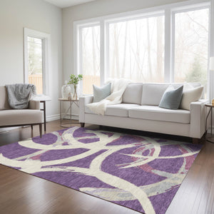 Homeroots 3' Beige Ivory And Gray Abstract Washable Area Rug For Indoor And Outdoor Spaces, Durable Design 3' X 5' Polyester 599154