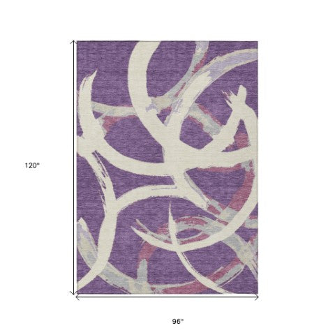 Homeroots 3' Beige Ivory And Gray Abstract Washable Area Rug For Indoor And Outdoor Spaces, Durable Design 8' X 10' Polyester 599157