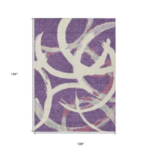 Homeroots 3' Beige Ivory And Gray Abstract Washable Area Rug For Indoor And Outdoor Spaces, Durable Design 9' X 12' Polyester 599158