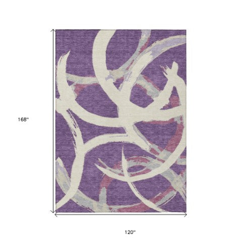 Homeroots 3' Beige Ivory And Gray Abstract Washable Area Rug For Indoor And Outdoor Spaces, Durable Design 10' X 14' Polyester 599159