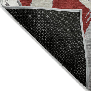 Homeroots 3' Beige Ivory And Gray Abstract Washable Area Rug For Indoor And Outdoor Spaces, Durable Design 3' X 5' Polyester 599160