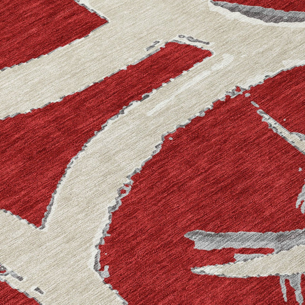 Homeroots 3' Beige Ivory And Gray Abstract Washable Area Rug For Indoor And Outdoor Spaces, Durable Design 3' X 5' Polyester 599160