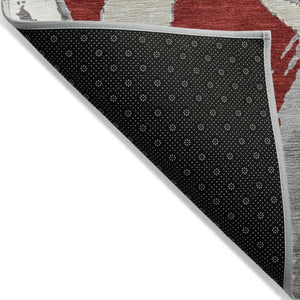 Homeroots 3' Beige Ivory And Gray Abstract Washable Area Rug For Indoor And Outdoor Spaces, Durable Design 5' X 8' Polyester 599161