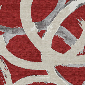 Homeroots 3' Beige Ivory And Gray Abstract Washable Area Rug For Indoor And Outdoor Spaces, Durable Design 5' X 8' Polyester 599161