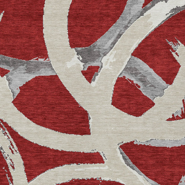 Homeroots 3' Beige Ivory And Gray Abstract Washable Area Rug For Indoor And Outdoor Spaces, Durable Design 5' X 8' Polyester 599161