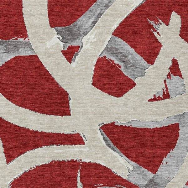 Homeroots 3' Beige Ivory And Gray Abstract Washable Area Rug For Indoor And Outdoor Spaces, Durable Design 9' X 12' Polyester 599164