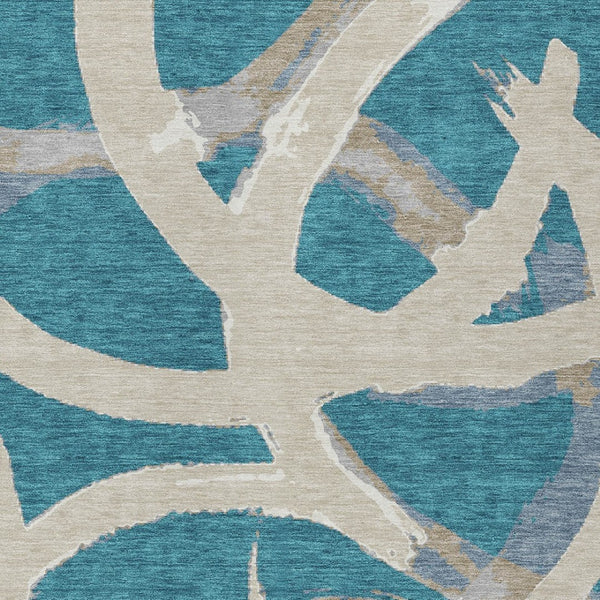 Homeroots 3' Beige Ivory And Gray Abstract Washable Area Rug For Indoor And Outdoor Spaces, Durable Design 3' X 5' Polyester 599166