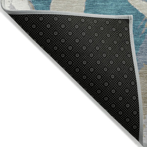 Homeroots 3' Beige Ivory And Gray Abstract Washable Area Rug For Indoor And Outdoor Spaces, Durable Design 8' X 10' Polyester 599169