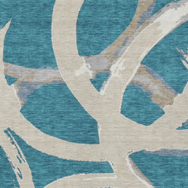 Homeroots 3' Beige Ivory And Gray Abstract Washable Area Rug For Indoor And Outdoor Spaces, Durable Design 8' X 10' Polyester 599169