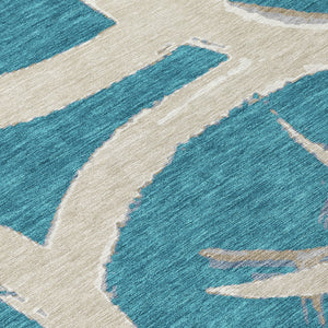 Homeroots 3' Beige Ivory And Gray Abstract Washable Area Rug For Indoor And Outdoor Spaces, Durable Design 8' X 10' Polyester 599169