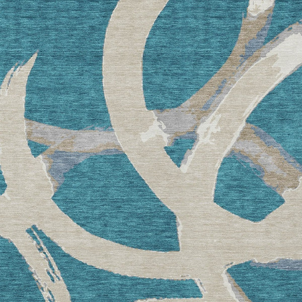 Homeroots 3' Beige Ivory And Gray Abstract Washable Area Rug For Indoor And Outdoor Spaces, Durable Design 9' X 12' Polyester 599170