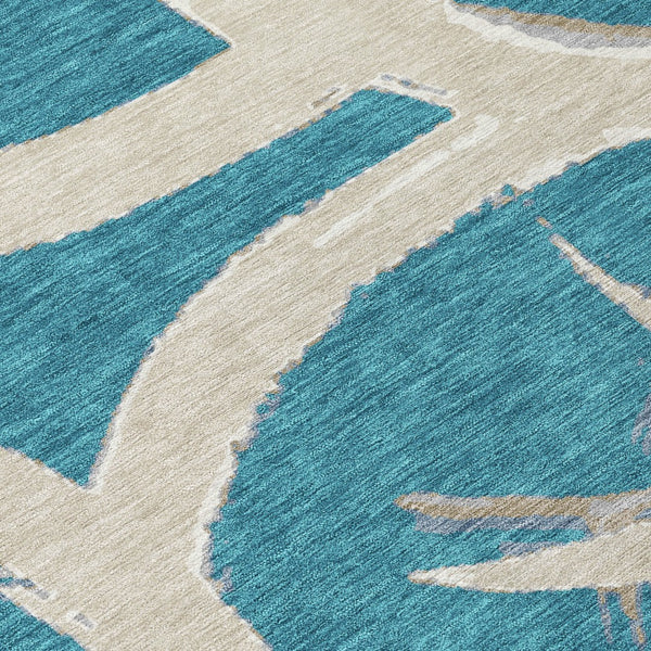 Homeroots 3' Beige Ivory And Gray Abstract Washable Area Rug For Indoor And Outdoor Spaces, Durable Design 9' X 12' Polyester 599170