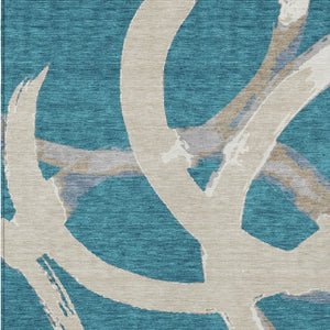 Homeroots 3' Beige Ivory And Gray Abstract Washable Area Rug For Indoor And Outdoor Spaces, Durable Design 10' X 14' Polyester 599171