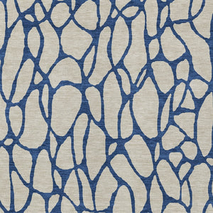 Homeroots 3' Beige And Blue Geometric Indoor Outdoor Area Rug – Durable, Washable, Stylish For Any Space 3' X 5' Polyester 599172