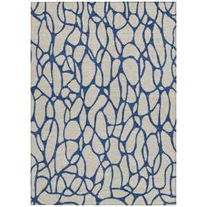 Homeroots 3' Beige And Blue Geometric Indoor Outdoor Area Rug – Durable, Washable, Stylish For Any Space 9' X 12' Polyester 599176