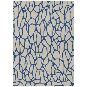 Homeroots 3' Beige And Blue Geometric Indoor Outdoor Area Rug – Durable, Washable, Stylish For Any Space 9' X 12' Polyester 599176