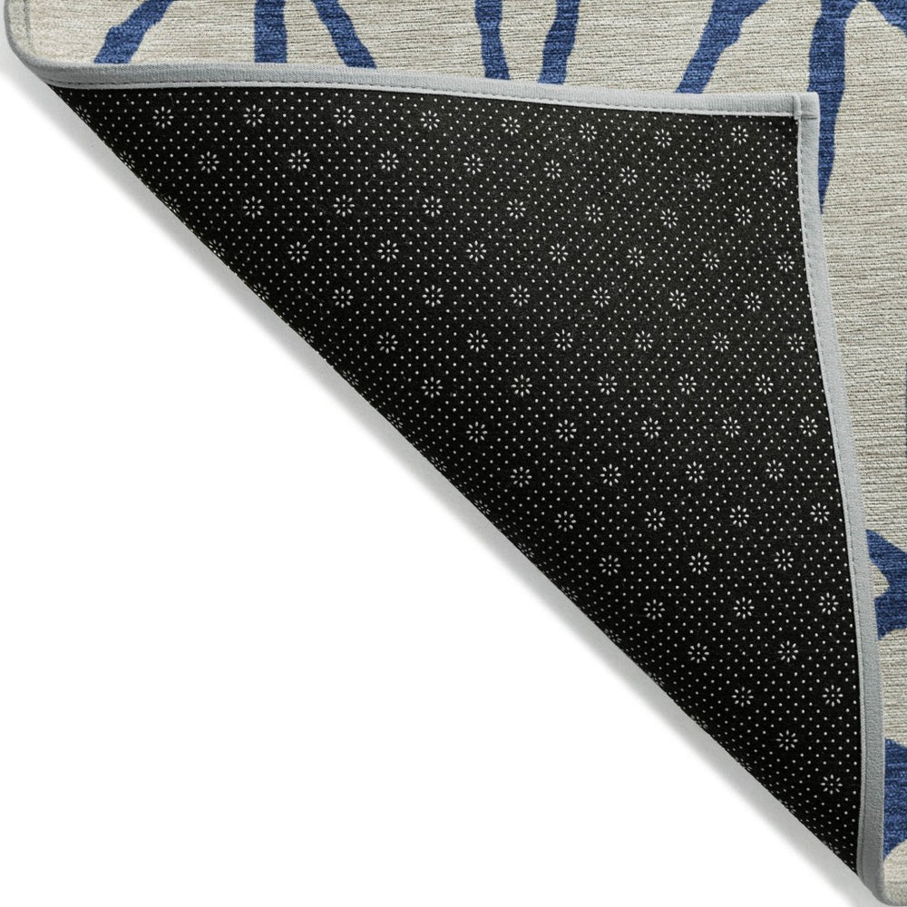 HomeRoots 9' X 12' Beige and Blue Geometric Washable Area Rug - Stylish, Durable, Indoor/Outdoor Décor Solution 599176