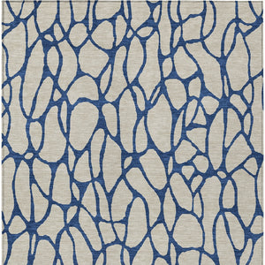 Homeroots 3' Beige And Blue Geometric Indoor Outdoor Area Rug – Durable, Washable, Stylish For Any Space 9' X 12' Polyester 599176