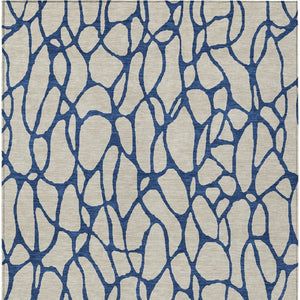 Homeroots 3' Beige And Blue Geometric Indoor Outdoor Area Rug – Durable, Washable, Stylish For Any Space 10' X 14' Polyester 599177