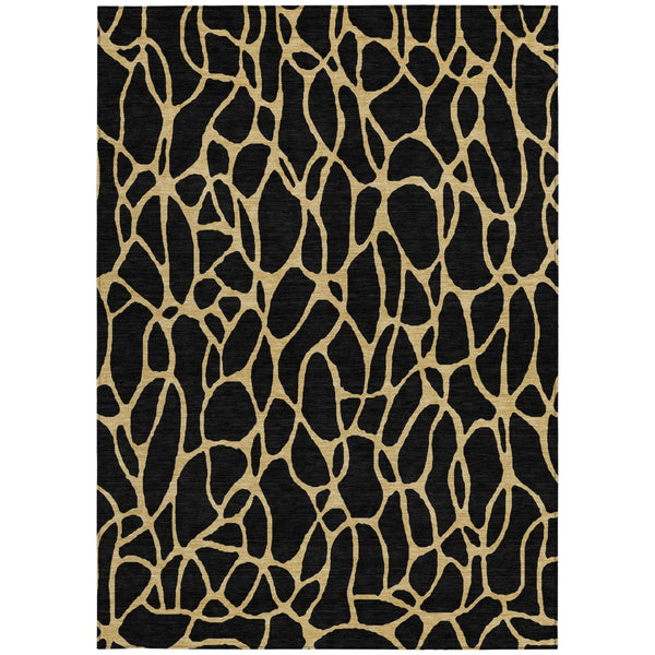 Homeroots 3' Beige And Blue Geometric Indoor Outdoor Area Rug – Durable, Washable, Stylish For Any Space 5' X 8' Polyester 599179