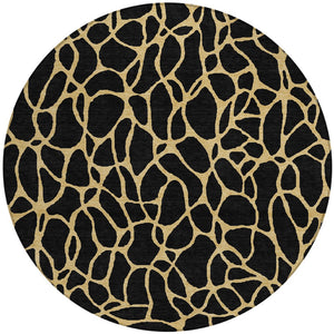 Homeroots 3' Beige And Blue Geometric Indoor Outdoor Area Rug – Durable, Washable, Stylish For Any Space 8' Round Polyester 599180