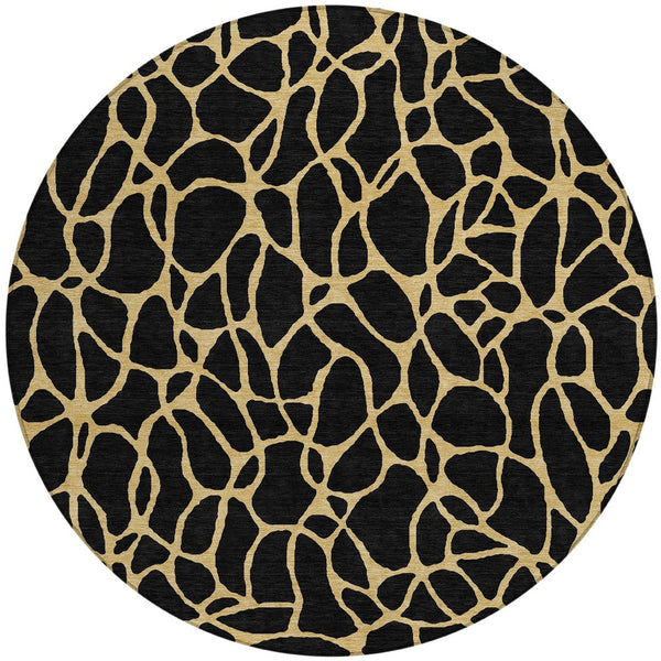 Homeroots 3' Beige And Blue Geometric Indoor Outdoor Area Rug – Durable, Washable, Stylish For Any Space 8' Round Polyester 599180