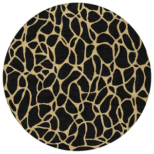 Homeroots 3' Beige And Blue Geometric Indoor Outdoor Area Rug – Durable, Washable, Stylish For Any Space 8' Round Polyester 599180