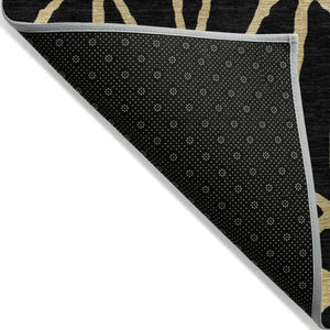 HomeRoots 5' Black and Gold Geometric Area Rug - Durable, Washable, Non-Slip Design for Indoor and Outdoor Use 8' X 10' 599181