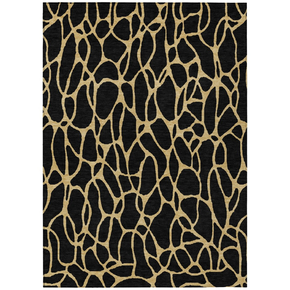 HomeRoots 9' Modern Black and Gold Geometric Washable Area Rug for Indoor/Outdoor Spaces - Durable & Stylish! 599182