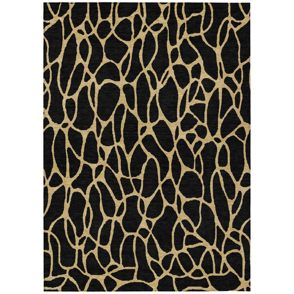 HomeRoots 9' Modern Black and Gold Geometric Washable Area Rug for Indoor/Outdoor Spaces - Durable & Stylish! 599182