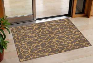 Homeroots 3' Beige And Blue Geometric Indoor Outdoor Area Rug – Durable, Washable, Stylish For Any Space 3' X 5' Polyester 599184