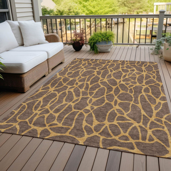 Homeroots 3' Beige And Blue Geometric Indoor Outdoor Area Rug – Durable, Washable, Stylish For Any Space 5' X 8' Polyester 599185