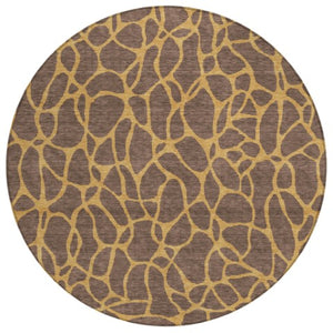 Homeroots 3' Beige And Blue Geometric Indoor Outdoor Area Rug – Durable, Washable, Stylish For Any Space 8' Round Polyester 599186