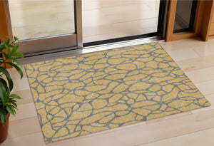 Homeroots 3' Beige And Blue Geometric Indoor Outdoor Area Rug – Durable, Washable, Stylish For Any Space 3' X 5' Polyester 599190