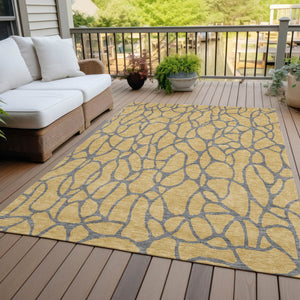 Homeroots 3' Beige And Blue Geometric Indoor Outdoor Area Rug – Durable, Washable, Stylish For Any Space 3' X 5' Polyester 599190
