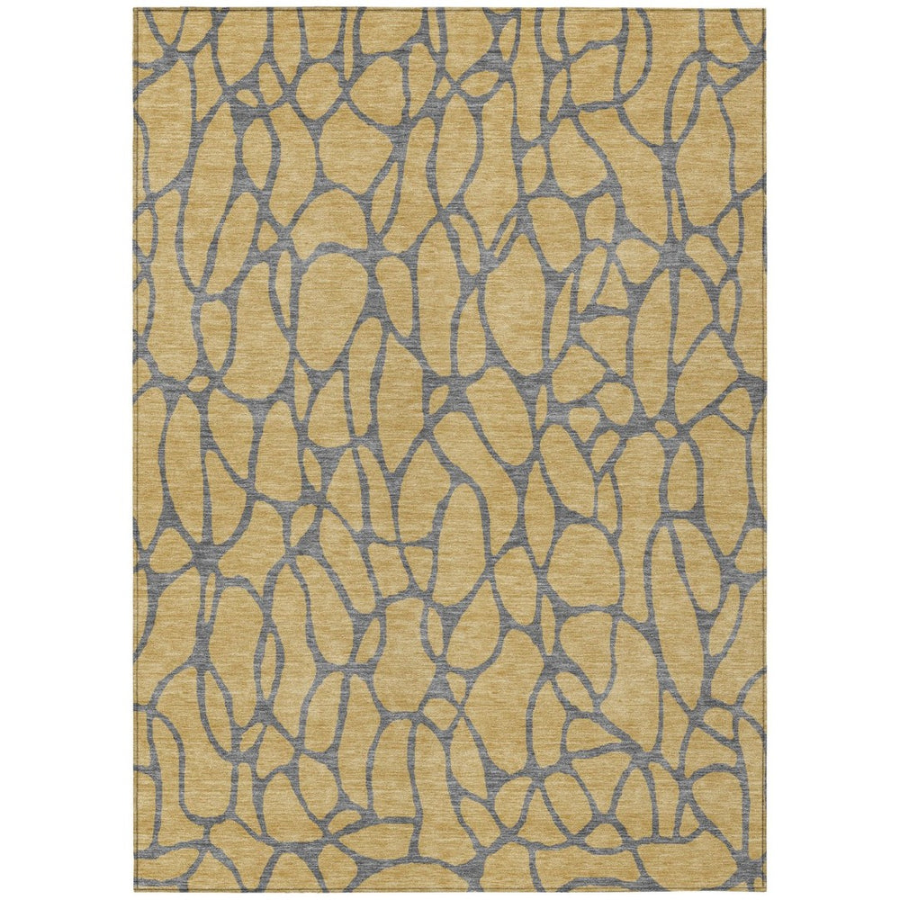HomeRoots 5' Gold and Gray Geometric Area Rug – Stylish, Durable, Washable for Indoor and Outdoor Spaces 5' X 8' 599191