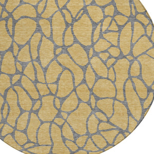 Homeroots 3' Beige And Blue Geometric Indoor Outdoor Area Rug – Durable, Washable, Stylish For Any Space 8' Round Polyester 599192