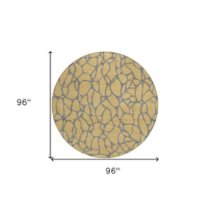 Homeroots 3' Beige And Blue Geometric Indoor Outdoor Area Rug – Durable, Washable, Stylish For Any Space 8' Round Polyester 599192